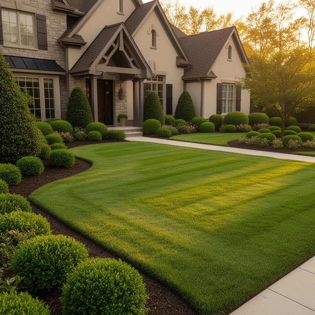 Manicured lawn and landscaping by Above & Beyond LawnCare