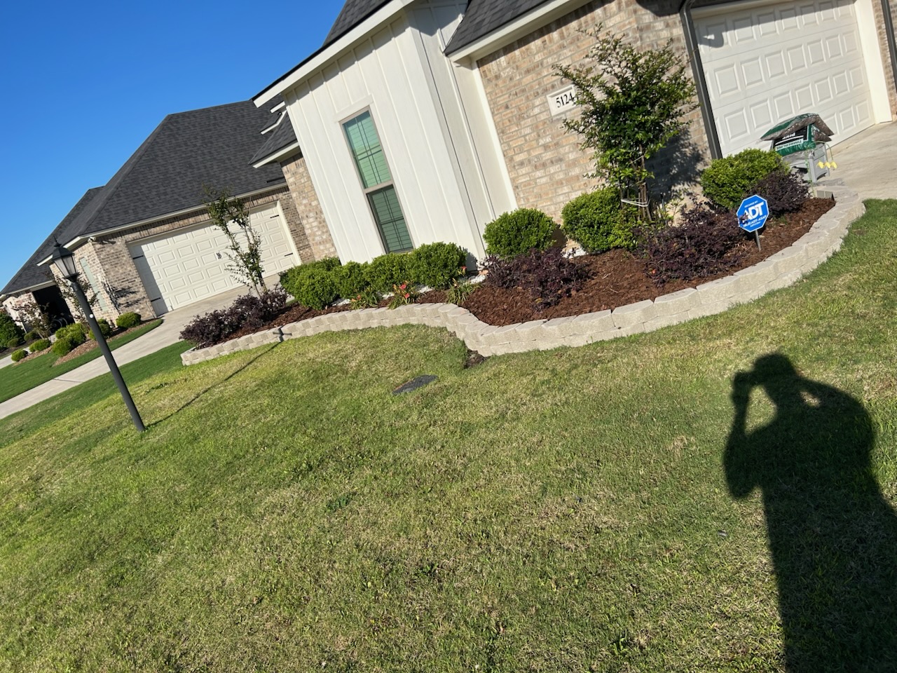 Freshly cut lawn with mowing stripes